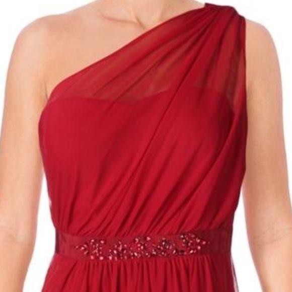 NWT Adrianna Papell One Shoulder Red Sheath Dress - Picture 3 of 7